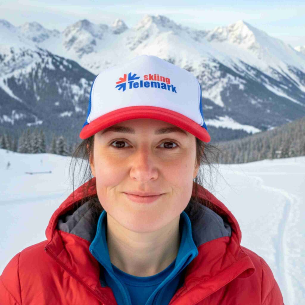 Telemark skiing baceball cap