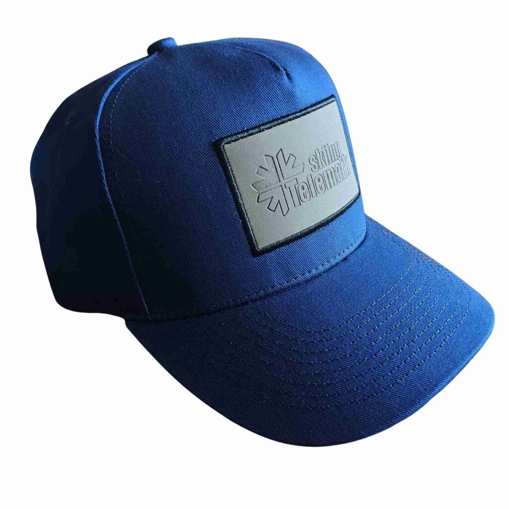 Telemark skiing baceball blue