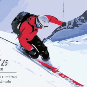 FEO Poster 2025 promoting Telemark skiing and free heel skiing at Hintertux
