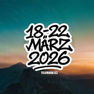 Official poster for Telemark Festival 2026 promoting Telemark skiing and free heel skiing